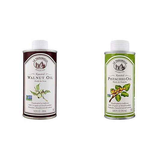 La Tourangelle Roasted Walnut and Pistachio Oils Bundle (16.9 Fl Oz + 8.45 Fl Oz)