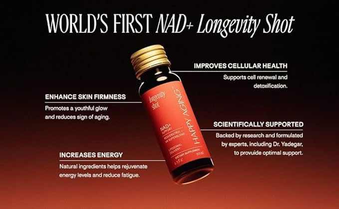 Liquid NAD+ Longevity Shots | Liposomal Nicotinamide Riboside and Resveratrol with Ceramides & Antioxidants | Twice-a-Week | Firm Skin & Brain Health| NMN Alternative | 30-Week Supply