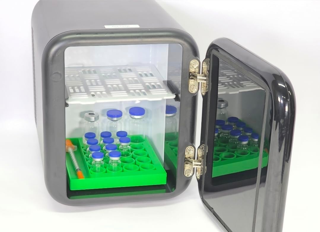 Vial Holder for Refrigerator Use | Home Vial Organizer Tray for Peptide– 5"x5"x0.75", Lightweight (8g) (Green)