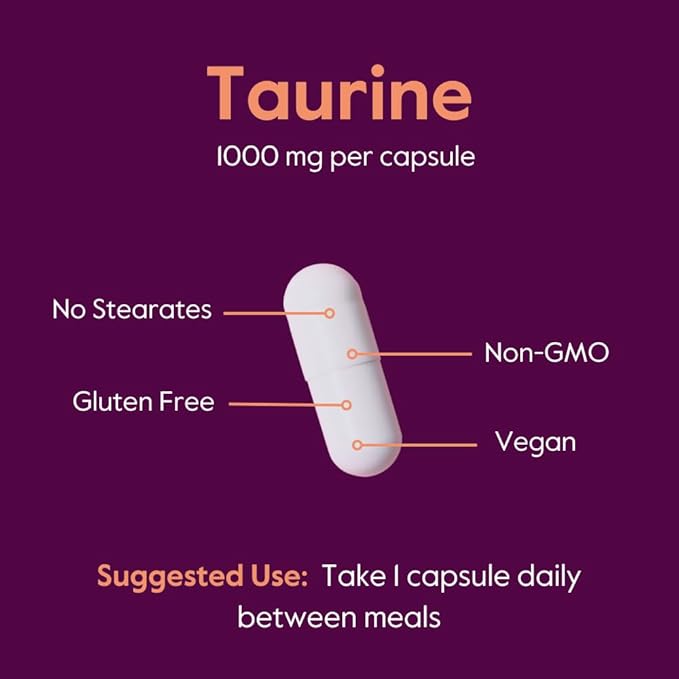 BESTVITE Taurine 1000mg (240 Vegetarian Capsules) - No Stearates - No Fillers - No Flow Agents - Vegan - Non GMO - Gluten Free