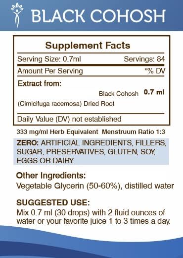 Secrets of the Tribe Black Cohosh Tincture Alcohol-Free Liquid Extract, Responsibly farmed Black Cohosh (Cimicifuga Racemosa) Dried Root (2 FL OZ)
