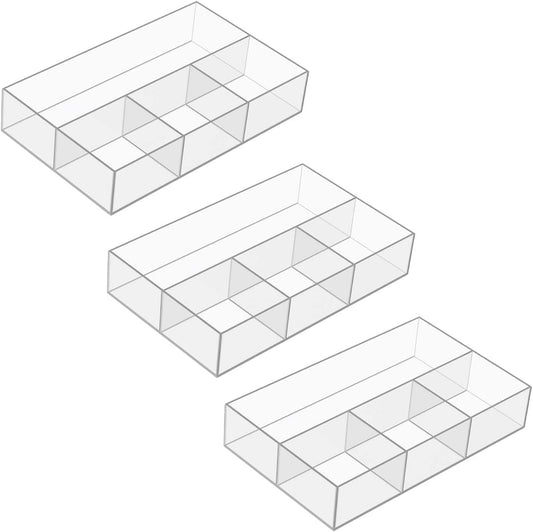 JessLab Acrylic Makeup Organizers, 3-Pack Bathroom Organizer for Drawer, Cosmetic Display Cases for Vanity, Countertop, Desk, Kitchen, and Cabinet Storage