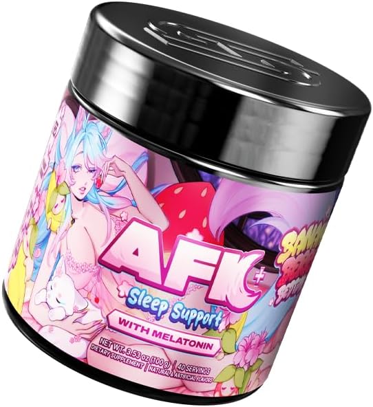 AFK+ (with Melatonin): Bananaberry Bedtime by Silvervale - 40 Servings - Keto Friendly Magnesium-Focused Sleep Support Supplement, Apigenin, Sugar Free