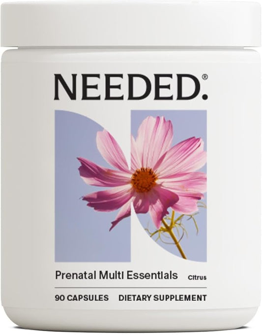 Needed. Multivitamin for Prenatal | Prenatal Multi Essentials Capsule - Pregnancy, Breastfeeding, Postpartum | Expertly-Formulated & Third-Party Tested, Citrus Scent Insert | 30-Day Supply