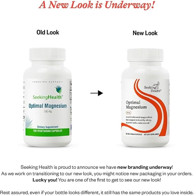 Seeking Health Optimal Magnesium - Mineral Supplement Aids Optimal Magnesium Absorption - Bioavailable Forms of Magnesium for Energy, Sleep & Bone Health Support - 150 mg, 90 Capsules