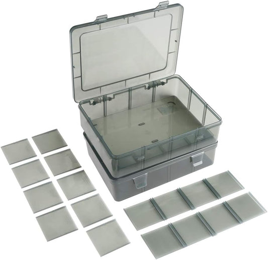 2 Pack Plastic Storage Organizer Box, Storage Container, Jewelry Organizer, Parts Storage Box with Dividers for Crafts, Beads, Buttons, Ornaments, Metal Parts, and More (12 Grids 2 Pack)