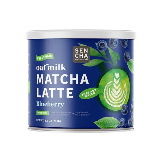 Sencha Naturals Oat Milk Matcha Latte Mix, Blueberry, 8.5 oz | Vegan, Dairy Free, Gluten Free Instant Latte Powder for Smoothies & Lattes | Premium Japanese Matcha Green Tea