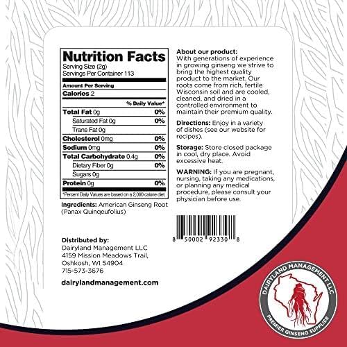 Dairyland American Ginseng Slices - 16 oz Pack Wisconsin Ginseng Slices – Certified Something Special from Wisconsin - Non-GMO, Gluten Free Sliced Root - Herbal Supplement in Soup, Tea, Congee