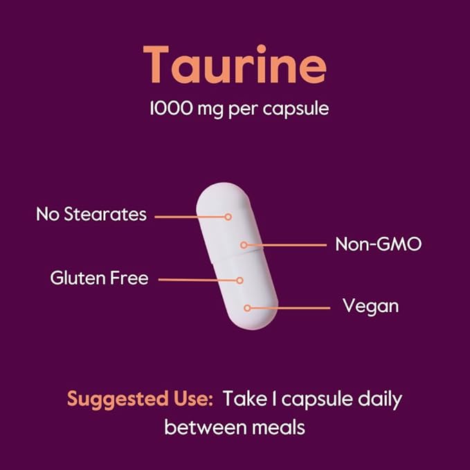 BESTVITE Taurine 1000mg (120 Vegetarian Capsules) - No Stearates - No Fillers - No Flow Agents - Vegan - Non GMO - Gluten Free