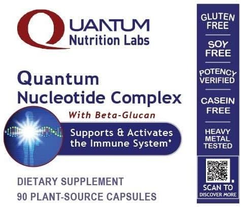 Quantum Nutrition Labs Quantum Nucleotide Complex - Beta Glucan Immune Support Supplement with Yeast Nucleotides & Reishi, 400 mg 1,3 Beta-Glucan Per Serving - 90 Vegetarian Capsules