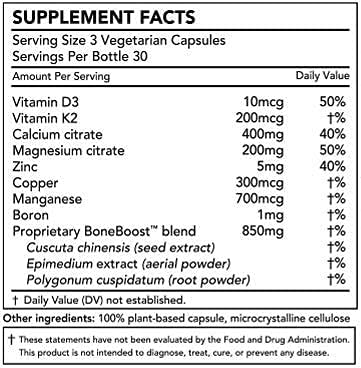 BoneBoost, Natural Bone Health Supplement, 60 Capsules, Manufactured in USA, Non GMO, Gluten Free