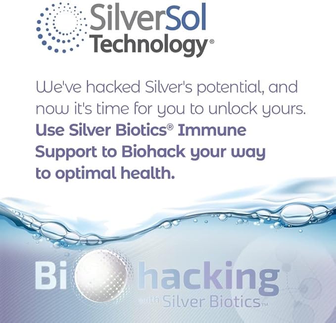 Silver Biotics Advanced Silver Technology, SilverSol Ag₄O₄ 10 PPM Immune Support | Bio-Hacking Immune Building Natural Support | 32 Fl Oz