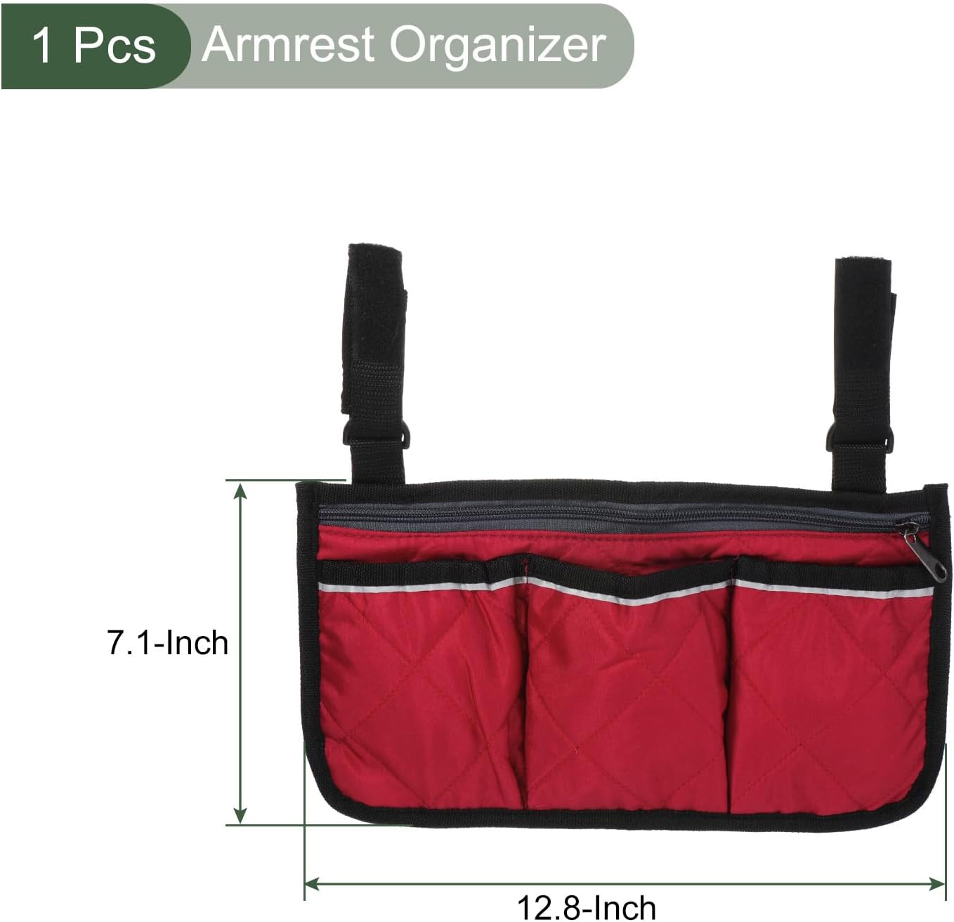 YOKIVE Armrest Organizer, Waterproof Chair Snack Storage Bag with Straps, Great for Camping Beach Daily Use, (Red, 4 Pockets)