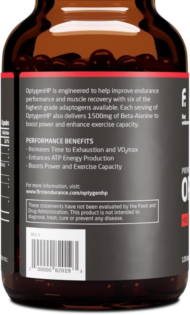 FIRST ENDURANCE OptygenHP - Premium Endurance Supplement | Boost Power | Increase Performance and Endurance | Improves Oxygen Utilization| 120 Capsules
