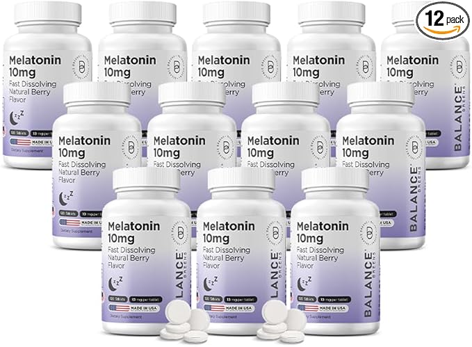 Balancebreens Melatonin 10mg Fast-Dissolve, 120 Tablets – Natural Sleep Aid for Restful Nights, Drug-Free Support for Relaxation and Tranquility