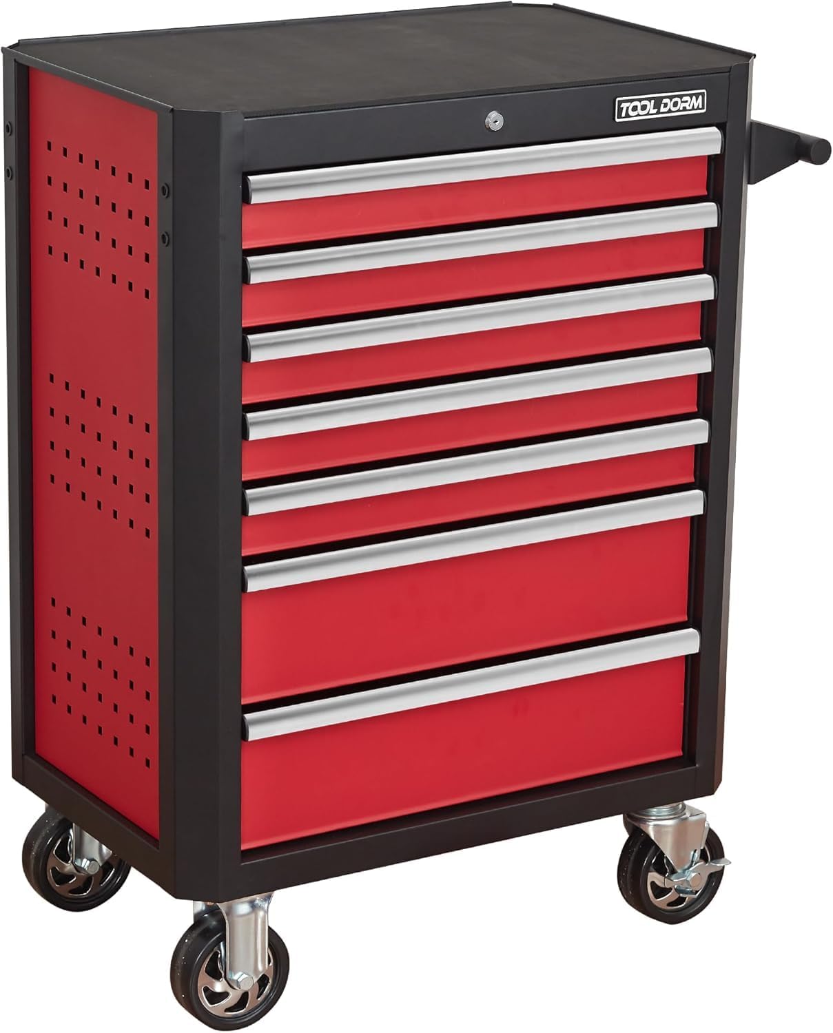 7-Drawer Rolling Tool Chest with Locking Wheels & Drawers, 18.5" D x 27.9" W x 39.5" H Mobile Tool Storage Cabinet, Heavy-Duty Garage Organizer w/Ergonomic Handle