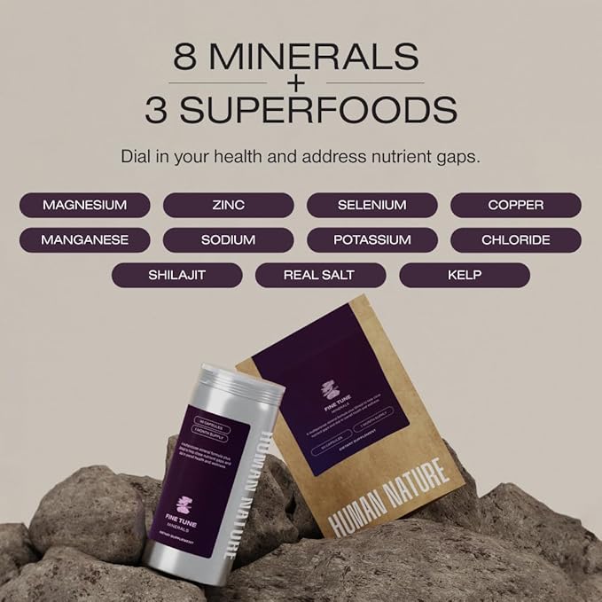 Human Nature Fine Tune: Multipurpose Daily Supplement for Focus, Digestive Health & More, with Ancient Minerals, Himalayan Shilajit, Real Salt, & Kelp