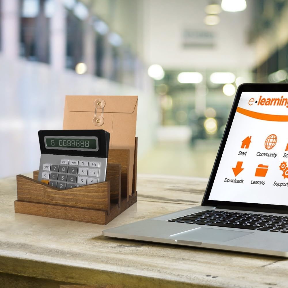 Picowe Desk Mail Organizer Wooden Mail Holder, 3 Slots Letter Holder Organizer Envelope Organizer for Home Office