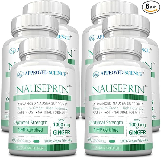 Approved Science Nauseprin - Ginger, Bioactive Vitamin B6-360 Capsules - Vegan