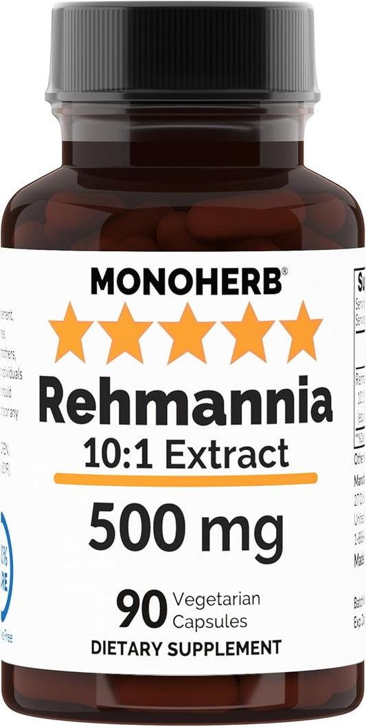 Rehmannia Extract 500 mg - 90 Veg Capsules - Rehmannia Glutinosa - 90 Servings