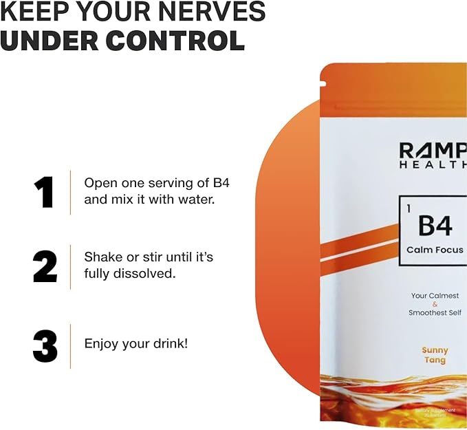 B4 - Supplement - Available in 6 Flavors - L-Theanine, Lemon Balm Extract, and More - 10 Count (10 Packets, Sunny Tang)