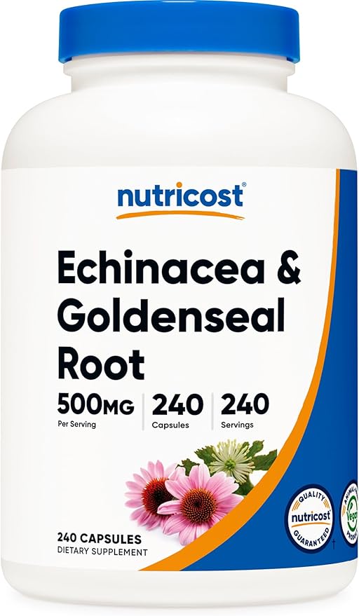 Nutricost Echinacea & Goldenseal Root, 500mg, 240 Capsules - Vegetarian Caps, Non GMO, Gluten Free