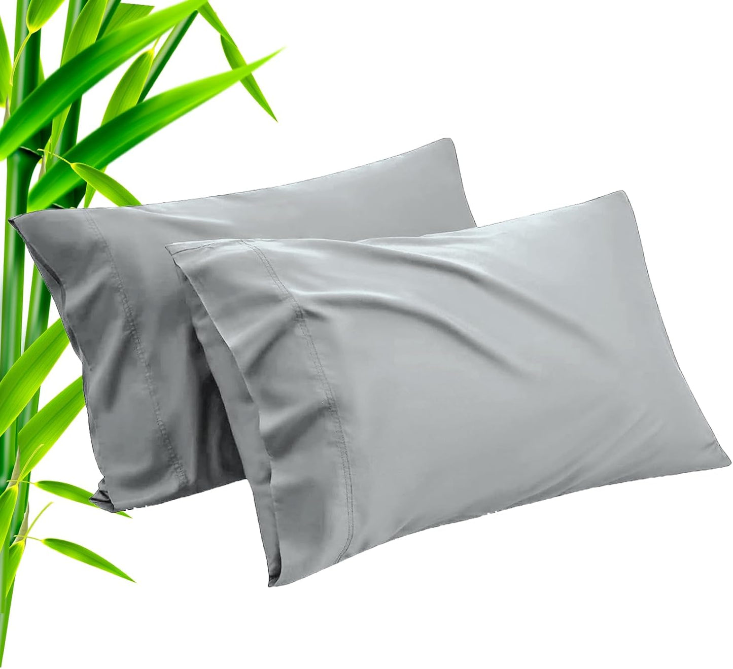 Pillow Cases Queen Size 2 Pack, Bamboo Rayon Cooling Pillowcases with Envelope Closure, Cool Breathable Pillow Case for Hot Sleepers & Night Sweats, 20x30 inch, Sliver Grey