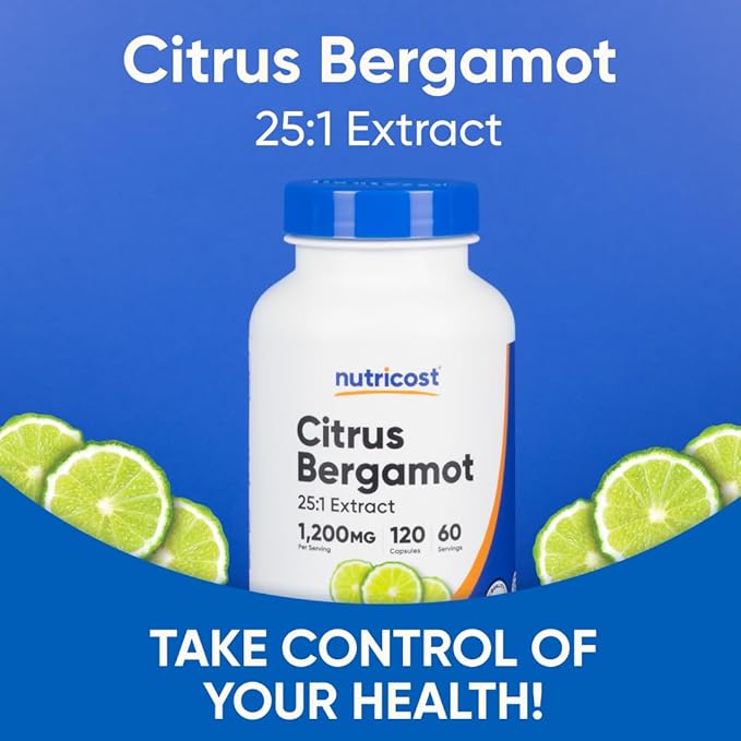 Nutricost Citrus Bergamot Capsules 1,200mg, 120 Capsules - 25:1 Bergamot Extract - 60 Servings, Gluten Free, Vegan & Non-GMO