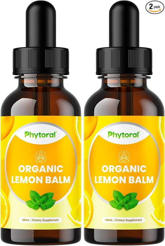 Organic Lemon Balm Leaf Liquid Extract for Immune Support - Lemon Balm Tincture for Mood & Relaxation Support - Organic Tincture Leaf Drops for Adults & Kids Dietary Supplement - 2OZ - 2 Pack