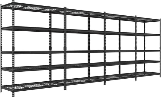 FLEXIMOUNTS Garage Shelving, Heavy Duty Shelving 2000 lbs, 5-Tier Garage Storage Shelves,Industrial Shelves for Heavy Tools and Equipment, 48" W x 24" D x 72" H, 4 Pack