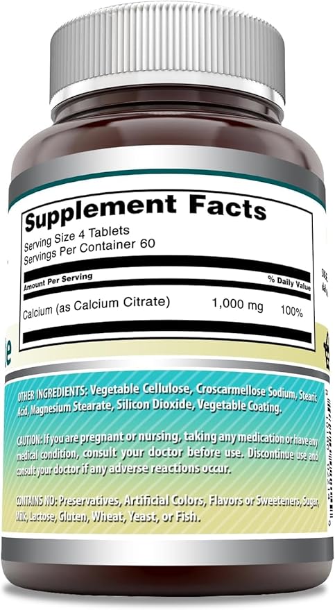 Amazing Formulas Calcium Citrate Supplement | 1000 Mg | Tablets | Non-GMO | Gluten Free | Made in USA (2 Pack, 240 Count)