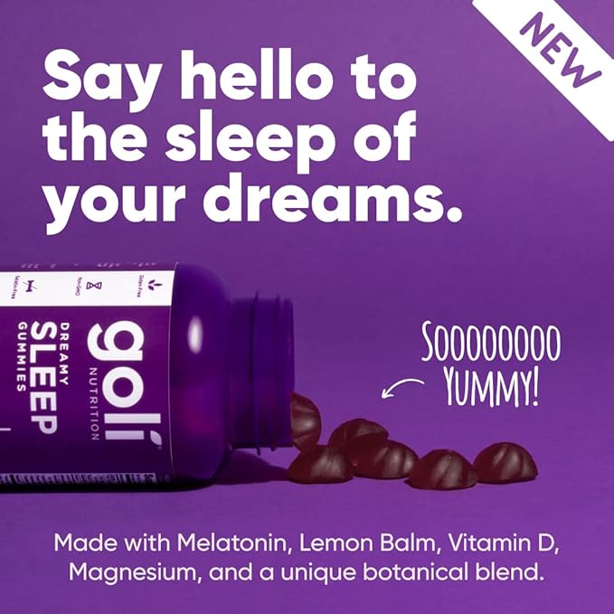 Goli Dreamy Sleep Gummy - 180 Count - Melatonin, Vitamin D, Magnesium, and Lemon Balm Extract - Gelatin-Free, Gluten-Free, Vegan & Non-GMO