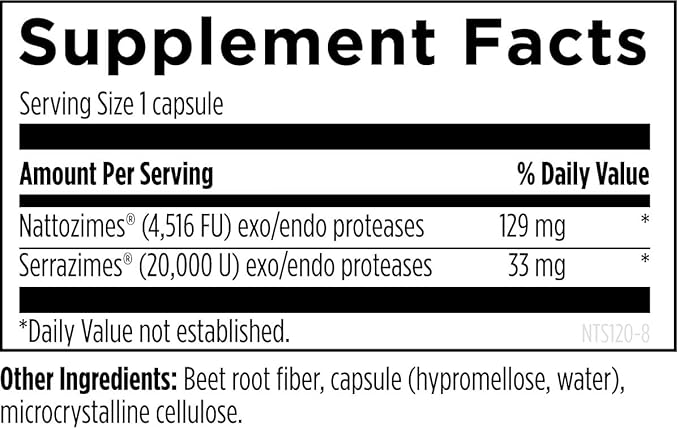 Designs for Health Nattokinase with Serrapeptidase - Natto-Serrazime + Proteolytic Enzymes - Designed to Support a Healthy Circulatory System + Immune Health - Non-GMO Supplement (120 Capsules)