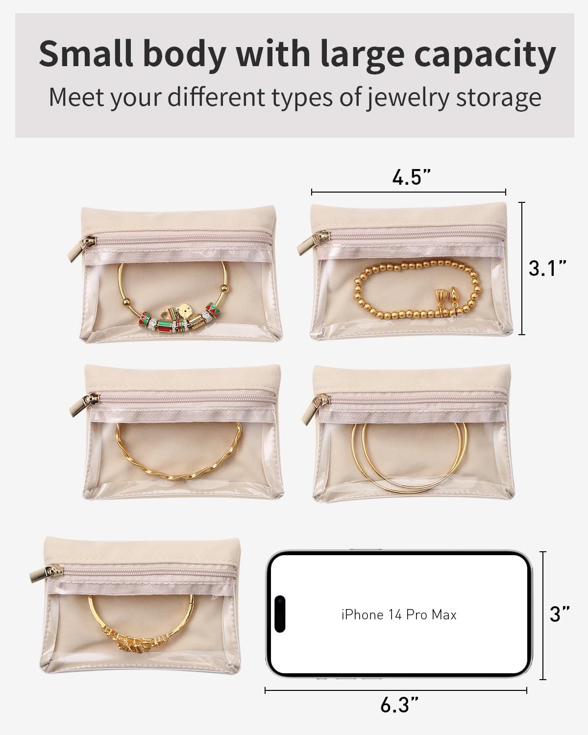 Vlando 33 Pcs Travel Jewelry Case Velvet Jewelry Pouch with Zipper Clear Travel Jewelry Bag Jewelry Travel Organizer for Travel Business Trip Mother's Day Gifts for Mom Wife Women