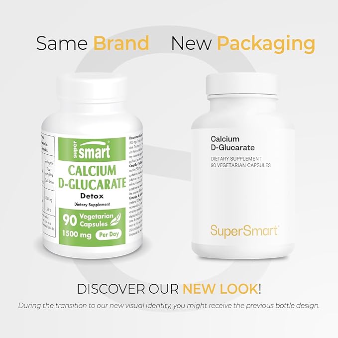 Supersmart - Calcium D-Glucarate 1500 mg Per Day - Antioxidant & Detox Supplement | Non-GMO & Gluten Free - 90 Vegetarian Capsules