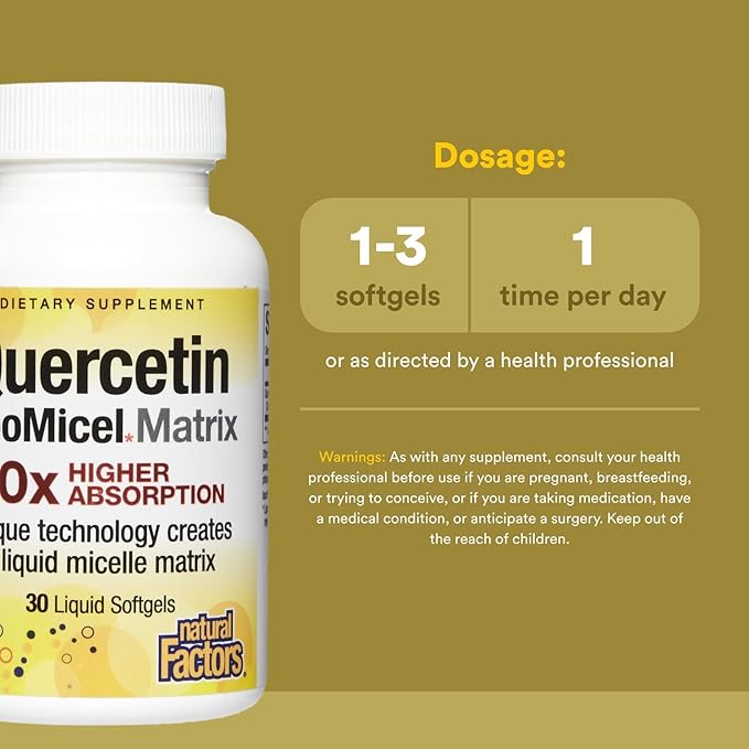 Natural Factors Quercetin LipoMicel Matrix for Superior Absorption, 30 Softgels