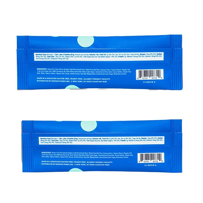 Partake Gluten Free Crunchy Chocolate Chip Cookies - Vegan - Free From the Top 9 Allergens Including Dairy, Wheat, Soy, Eggs, & Peanuts - Safe School & Office Snack (48 Packs, 1.09 oz)