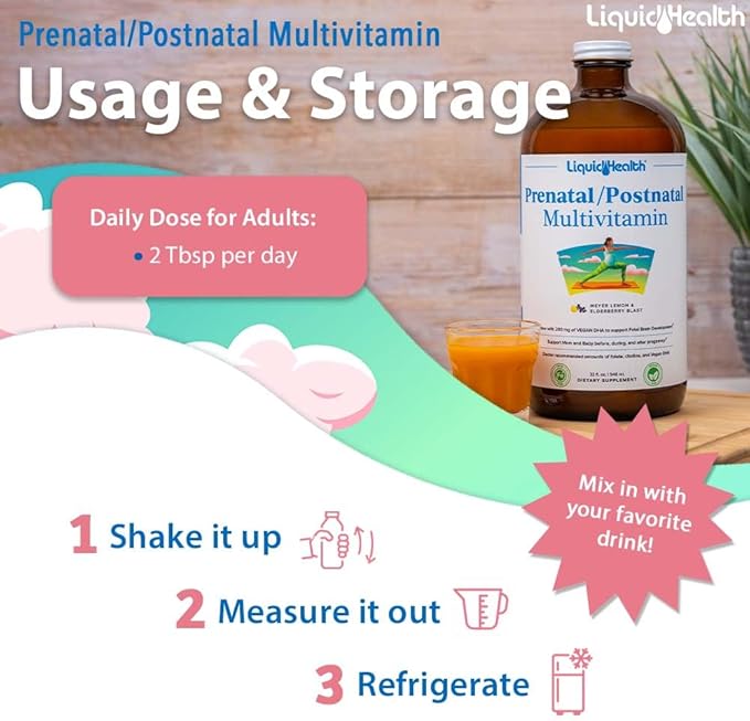 LIQUIDHEALTH Complete Multiple & Prenatal/Postnatal Multiple Liquid Vitamin Bundle - Adult Daily Multivitamins for Men & Women, Immune Support, Pregnancy Vitamins for Mom & Baby - USA Made, Vegan