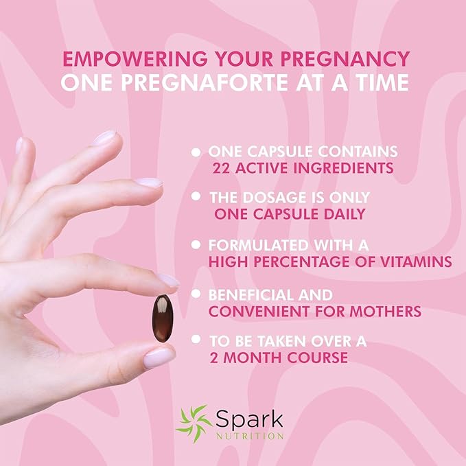 Pregnaforte 1 a day Prenatal vitamins for women 2 month: Folic acid, Fish Oil Omega 3 DHA/EPA, D3, B6, B12, C, E, Calcium, Iron, Magnesium, Zinc supplement FSA HSA eligble multivitamin, Pack of 2