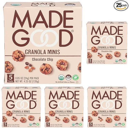 MadeGood Organic Chocolate Chip Granola Minis, 5ct x 0.85oz (Pack of 5)