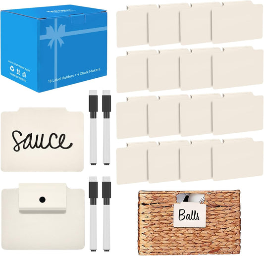 Metal Basket Bin Label Clip (Cream, 18 Metal Label Clip)