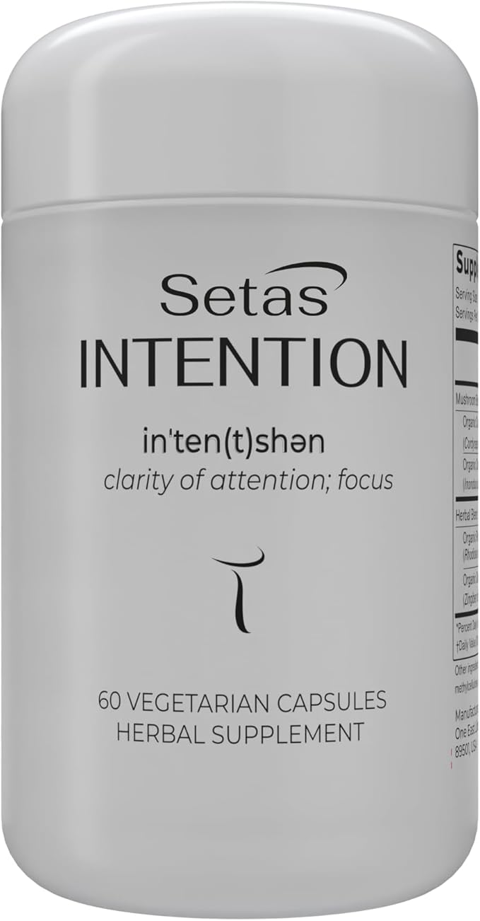 Setas Intention Ceremony Quality Botanical Supplement Organic Chaga & Cordyceps, Rhodiola & Ginger to Support Cognitive Function, Mental Focus, & Memory, Vegan & Non-GMO, 60-Day Supply