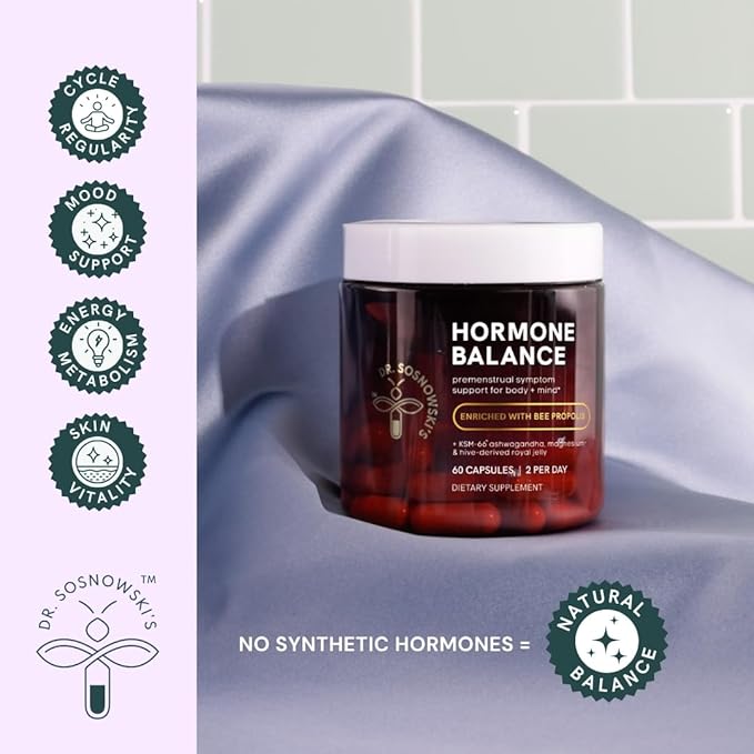 Dr Sosnowski's Hormone Balance Support Dual Body + Mind Cycle Support with Propolis, Vegetable Capsules, 60ct