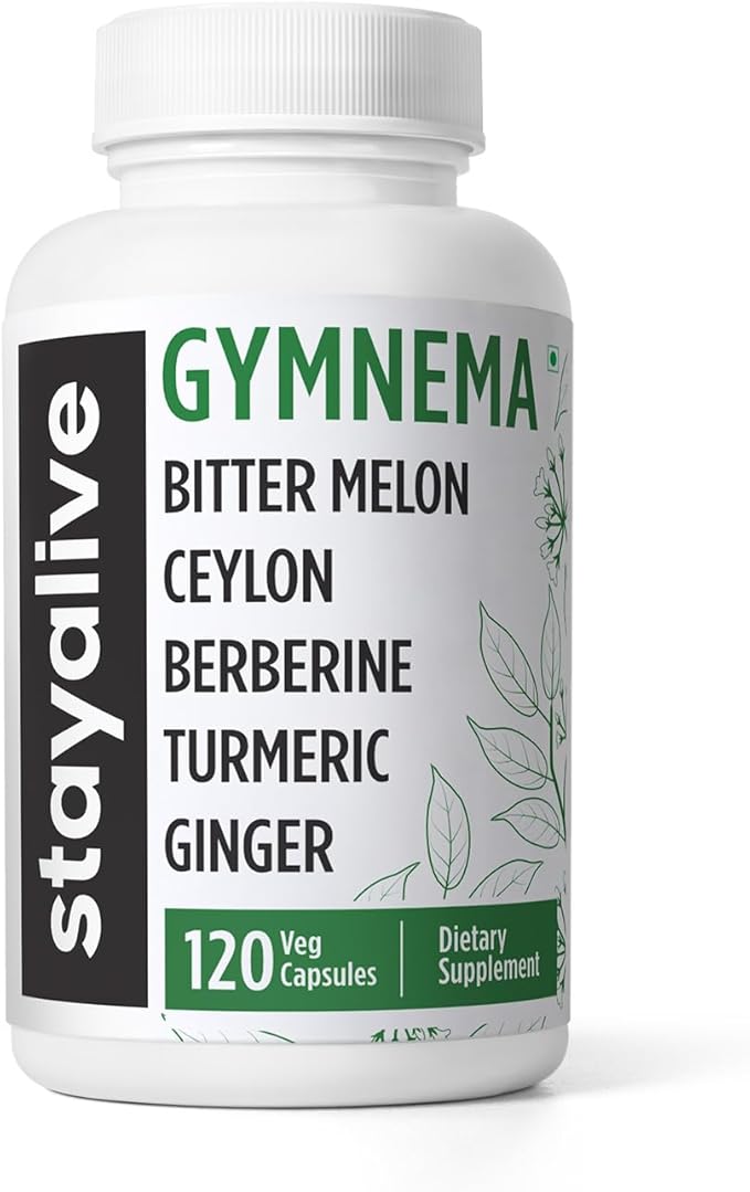 STAY ALIVE Gymnema Sylvestre 25:1 Extract, 120 Capsules with Bitter Melon, Ceylon Cinnamon, Berberine, Turmeric, Ginger, Amla Powder and Fenugreek, Non-GMO & Gluten Free Gymnema Sylvestre Supplement