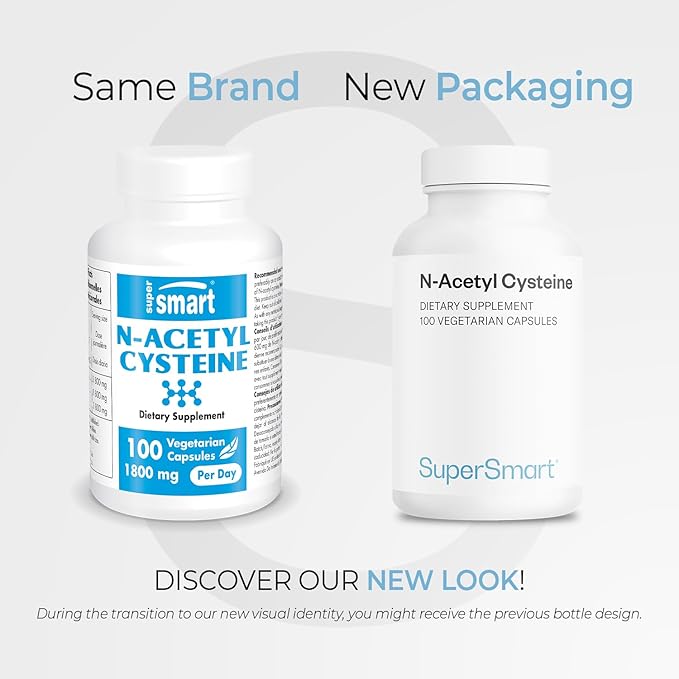 Supersmart N-Acetyl Cysteine 1800mg per Day (High Absorption) - NAC Supplement - High Potency Antioxidants Amino Acids - Glutathione Precursor | Non-GMO & Gluten Free - 100 Vegetarian Capsules