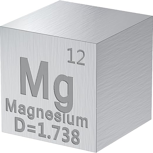 Magnesium Cube - Metal Element Cubes - Laser Engraved Density Cube Set for a Periodic Table of Elements Collection - (Magnesium, 10mm)