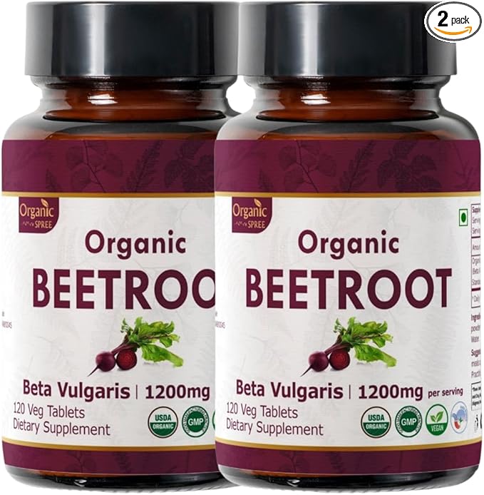 Beetroot 120 Tablets | Beta Vulgaris (Beetroot) | USDA Organic Certified | Organic and Natural 120tab - Pack of 2
