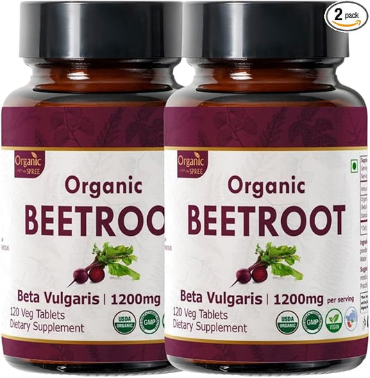 Beetroot 120 Tablets | Beta Vulgaris (Beetroot) | USDA Organic Certified | Organic and Natural 120tab - Pack of 2