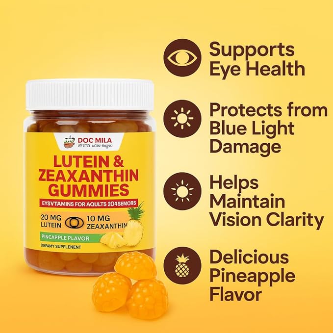 Lutein & Zeaxanthin Gummies – Eye Vitamins for Adults 50+ & Seniors – Eye Health Supplements for Over 50 Adults – Luteina y Zeaxantina para Los Ojos – 30 Chewable Gummy