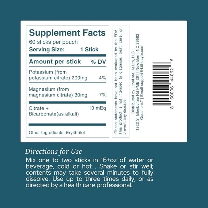 Kidney Health | Water & Beverage Enhancer 10 mEq, Developed by Urologists, 2 Pack (120 Sticks)